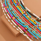XIJIN 8Pcs Handmade Beaded Anklets for Women Boho Colorful Beads Ankle Bracelets Adjustable Foot Anklet Set