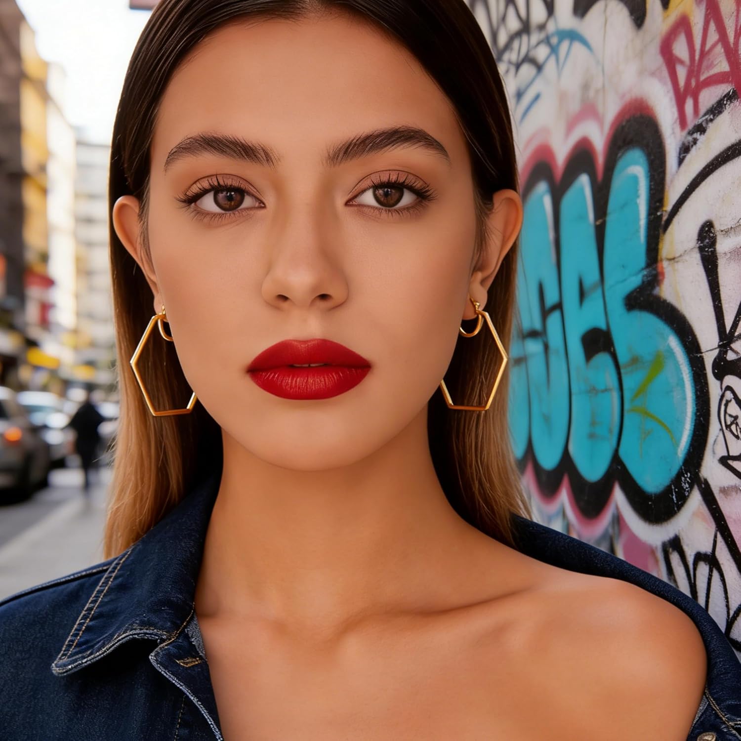Large Hoop Earrings for Women Chunky Statement Hoop Earrings Vintage Y2k 80s 90s Trendy Hoops