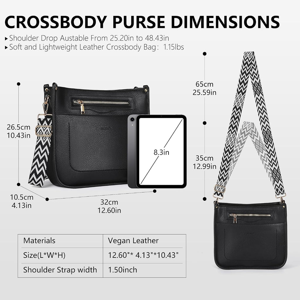 Tantomi Crossbody Bags For Women Crossbody Purses Vegan Leather Hobo Bag Shoulder Handbags With Guitar Strap-7 Pockets