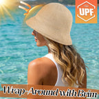 Mesh Woven Bucket Sun Hats For Women Floppy Wide Brim Beach Bucket Hat Foldable Lightweight Uv Protection Summer Cap