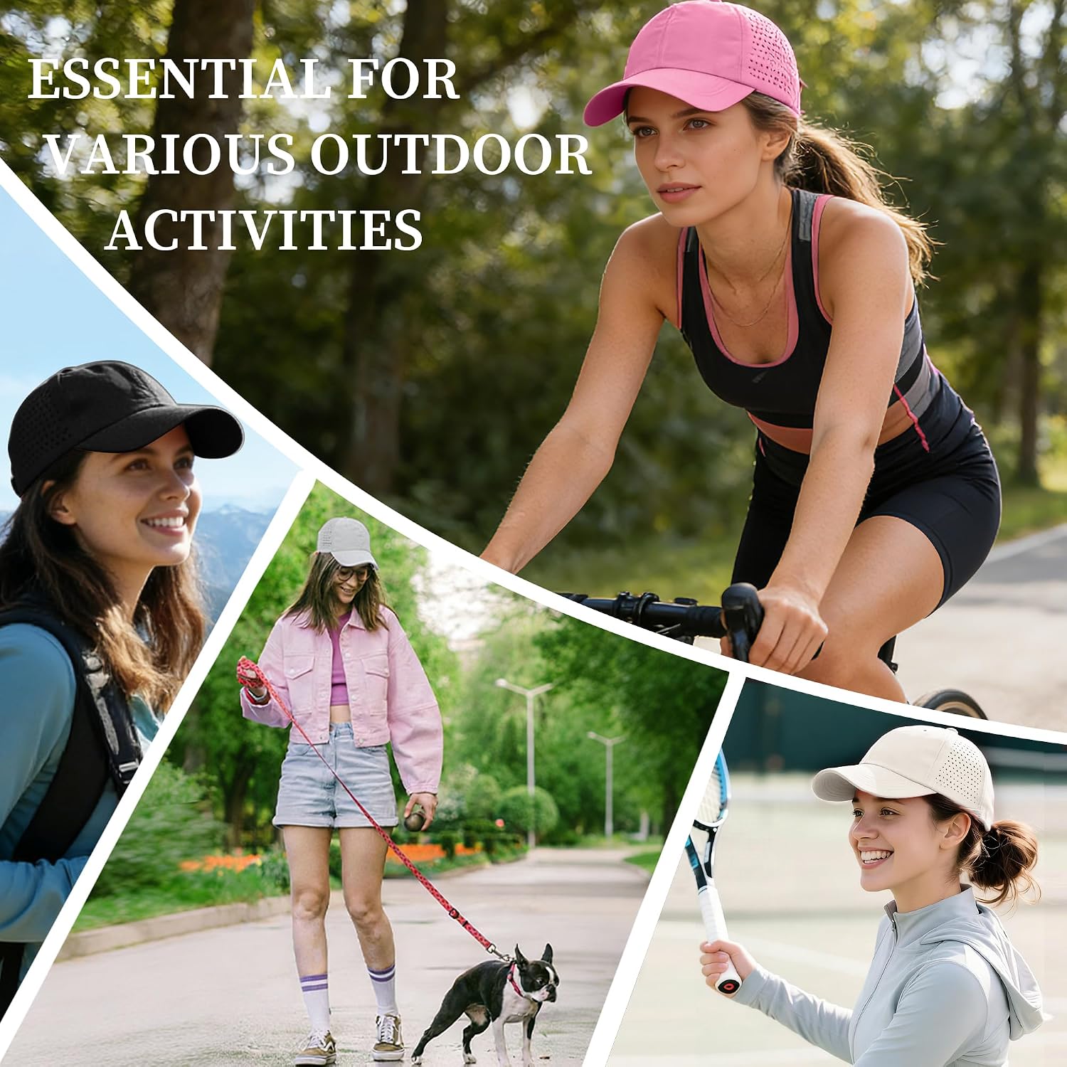 Womens UPF 50+ Baseball Cap Waterproof Quick Dry Adjustable Ponytail Hat for Running Hiking Golf Black