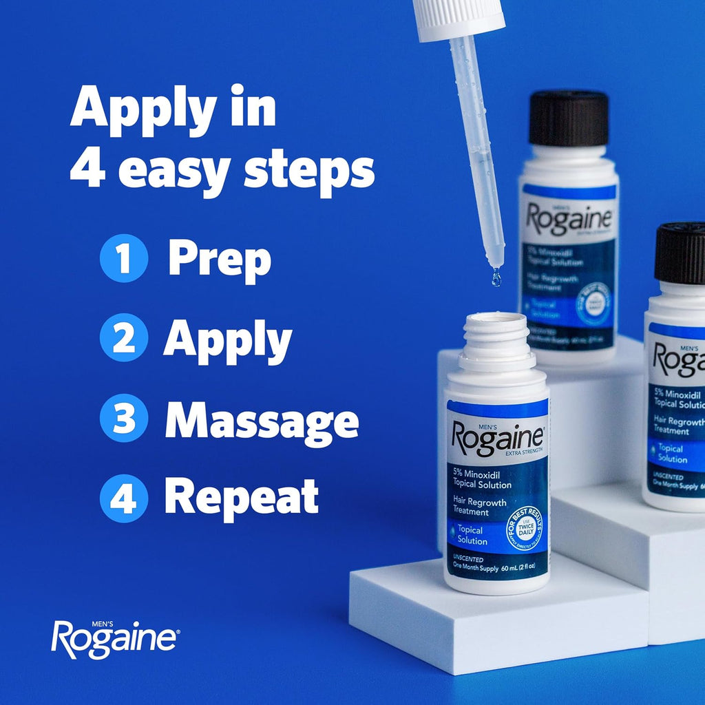 Men'S Rogaine Extra Strength 5% Minoxidil Solution, 3 Mo Supply, 3X 2 Fl Oz