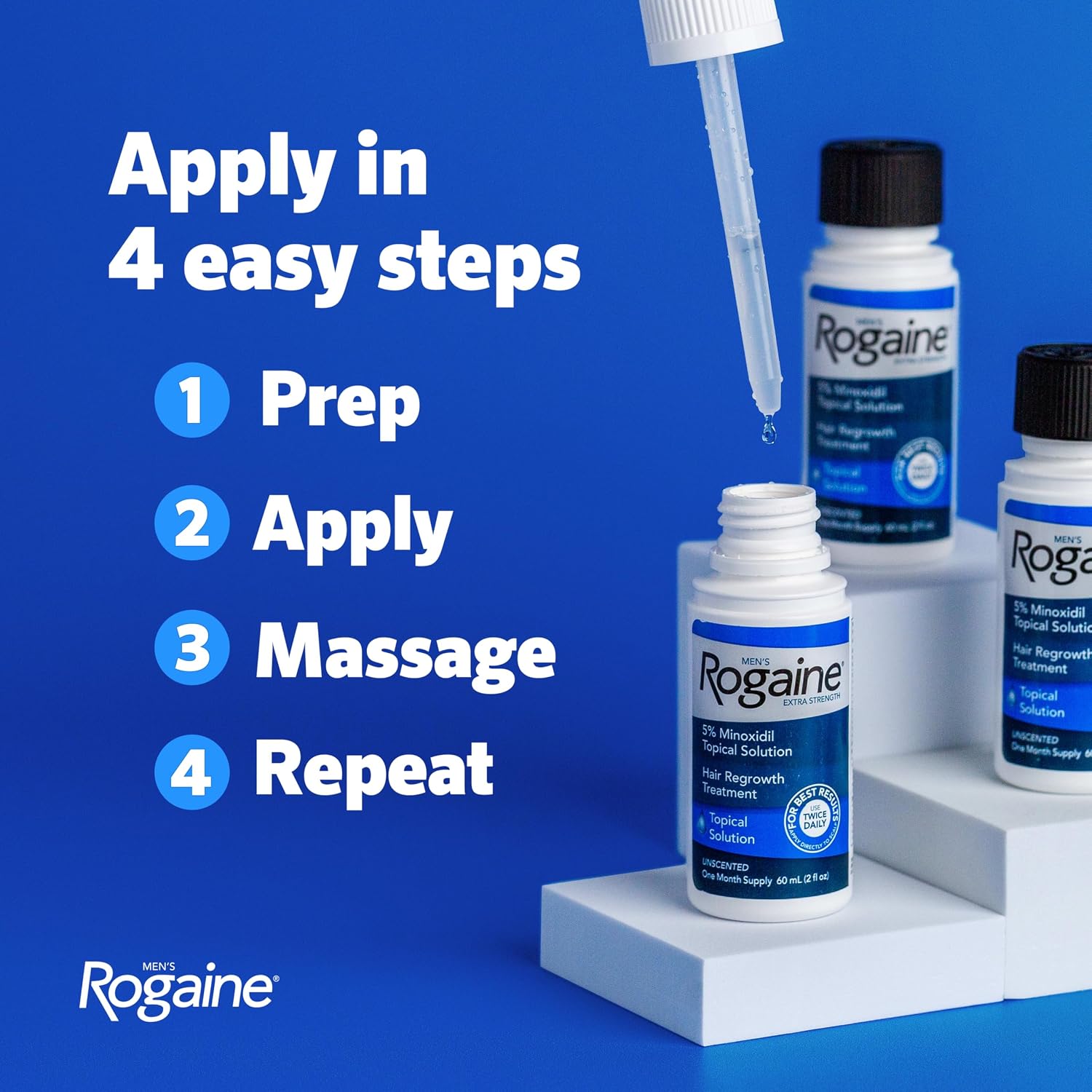 Men'S Rogaine Extra Strength 5% Minoxidil Solution, 3 Mo Supply, 3X 2 Fl Oz