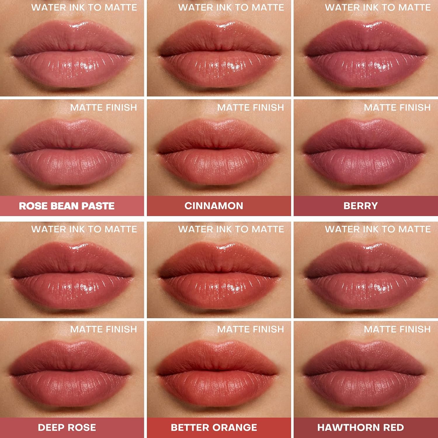 KIMUSE Water Gel Lip Tint 6 Colors Set, Highly Pigmented Long Lasting Moisturizing Glossy Lip Stains, Hydrate Lightweight Lip Gloss Makeup