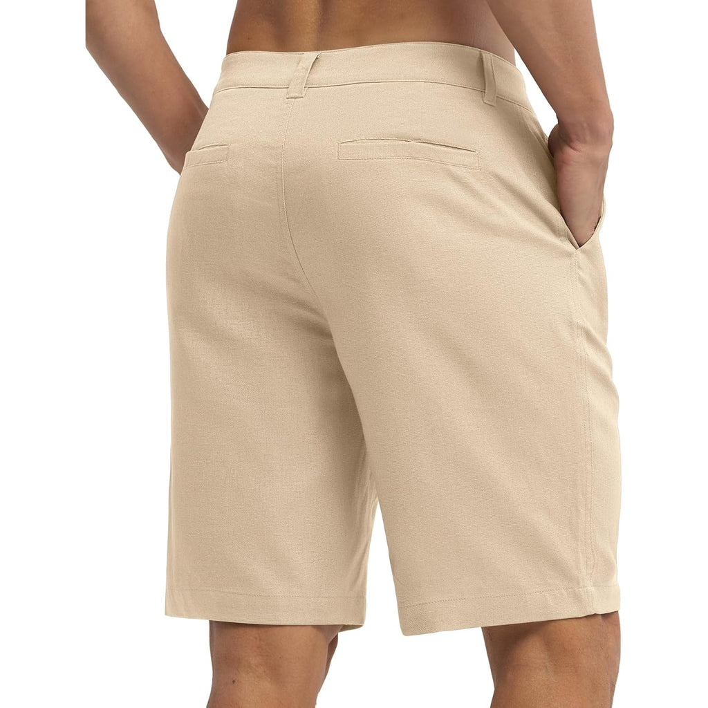 Willit Men'S Linen Shorts Dress Summer Casual Work Linen Shorts Flat Front With Pockets 10"