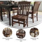 Flash Furniture Hercules Series School House Back Mahogany Wood Dining Chair, Traditional Elegant Wood Restaurant Chair, Walnut Wood