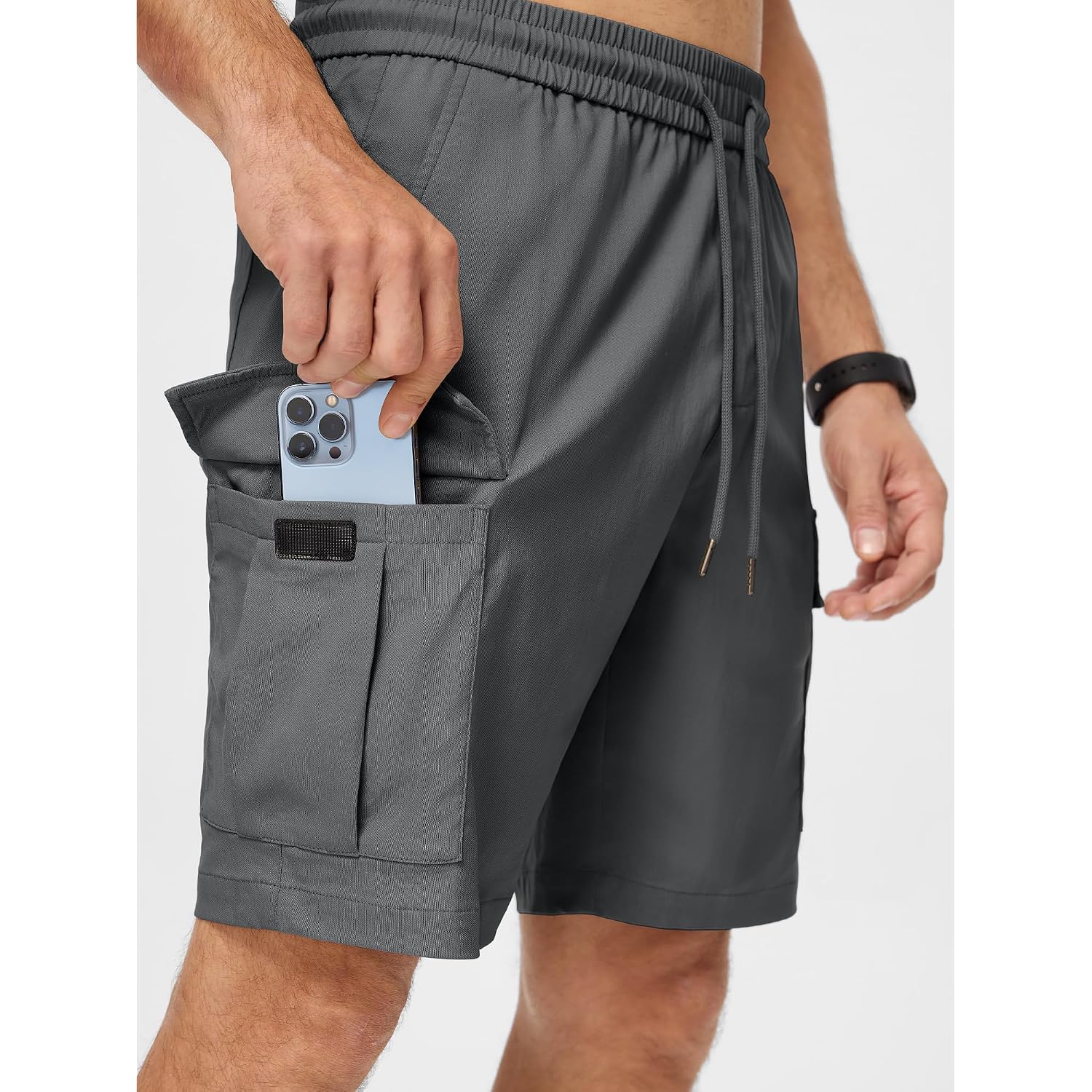 Jmierr Men'S Casual Stretch Cargo Shorts | Drawstring Elastic Waist, Multi Pockets, Summer Work Short, Classic