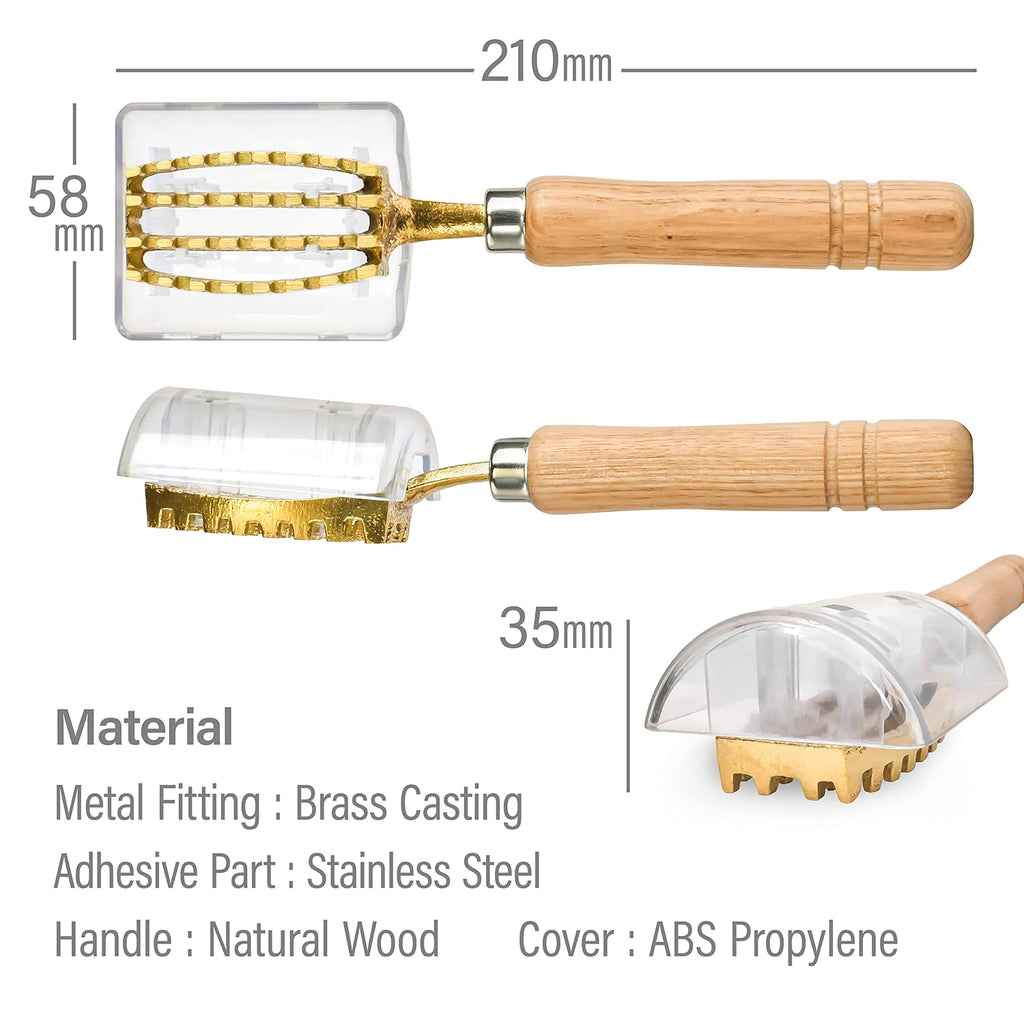 Yamasan Kyoto Uji Fish Scale Remover With Box With Brass Serrated Sawtooth And Wooden Handles From Tsubame-Sanjo, Japan