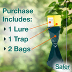 Safer Brand Japanese Beetle Trap With Attractant - 70102 - Includes 1 Trap, 1 Lure, And 2 Jumbo Bags - Japanese Beetle Traps Outdoor