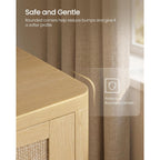 VASAGLE ELLAN Collection - Boho Shoe Storage Cabinet for Entryway Slim, Entry Shoe Cabinet with Rattan-Look Flip Drawers, Rounded Corners, Narrow for Entrance, Oak Beige UHSC601YC01