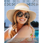 FURTALK Womens Beach Sun Straw Hat UV UPF 80+ Travel Foldable Brim Summer UV Hat