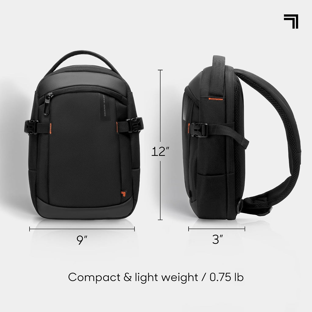 Sharper Image Crossbody Sling Bag For Men And Women, Water Resistant Cross Body Backpack, Chest Bag W/Adjustable Shoulder Strap, Casual Daypack For Outdoor Travel Hiking, Black (Venture Collection)