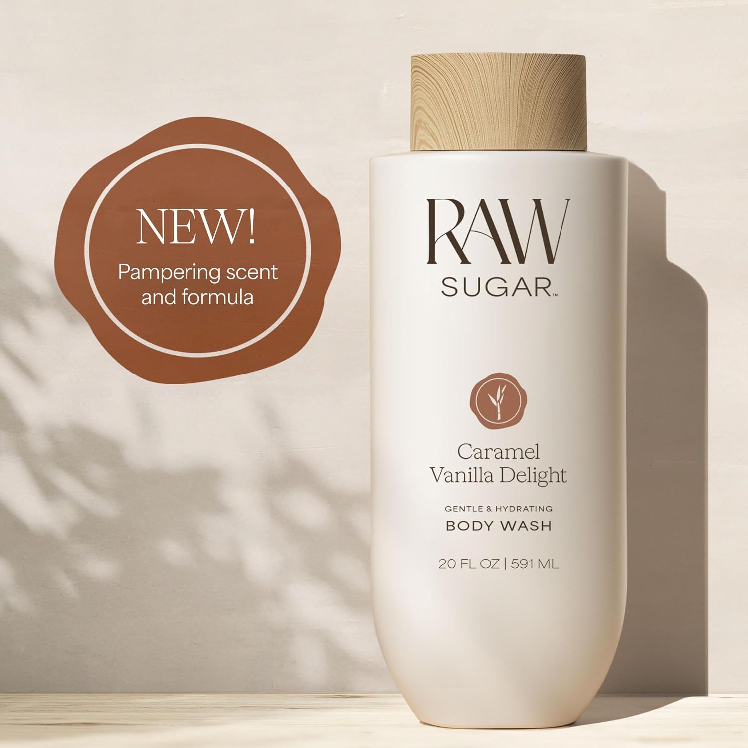 Raw Sugar Body Wash, 20 Fl Oz, Caramel Vanilla Delight
