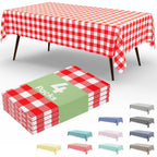 misaya 4 Packs Buffalo Disposable Table Cloth, 54 x 108 Inch Waterproof Plastic Tablecloth, Rectangle Red and White Checkered Table Covers for Picnic, Birthday, Party