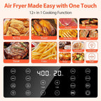 Beelicious Large Airfryer, 12-In-1 Digital Airfryer With Window, Dishwasher Safe, 5.8Qt, 40+ Recipes, Flavor-Lock Tech, Shake Reminder, Compact, Quiet, Nonstick Air Fryers. Black