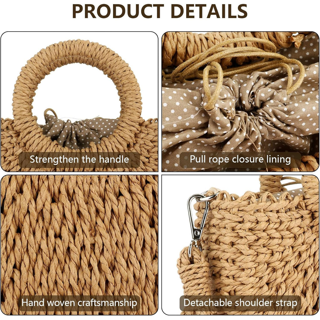 FENBEN Straw Hobo Bags for Women Small Crossbody Bag Beach Purse Weave Shoulder Handbag Rattan