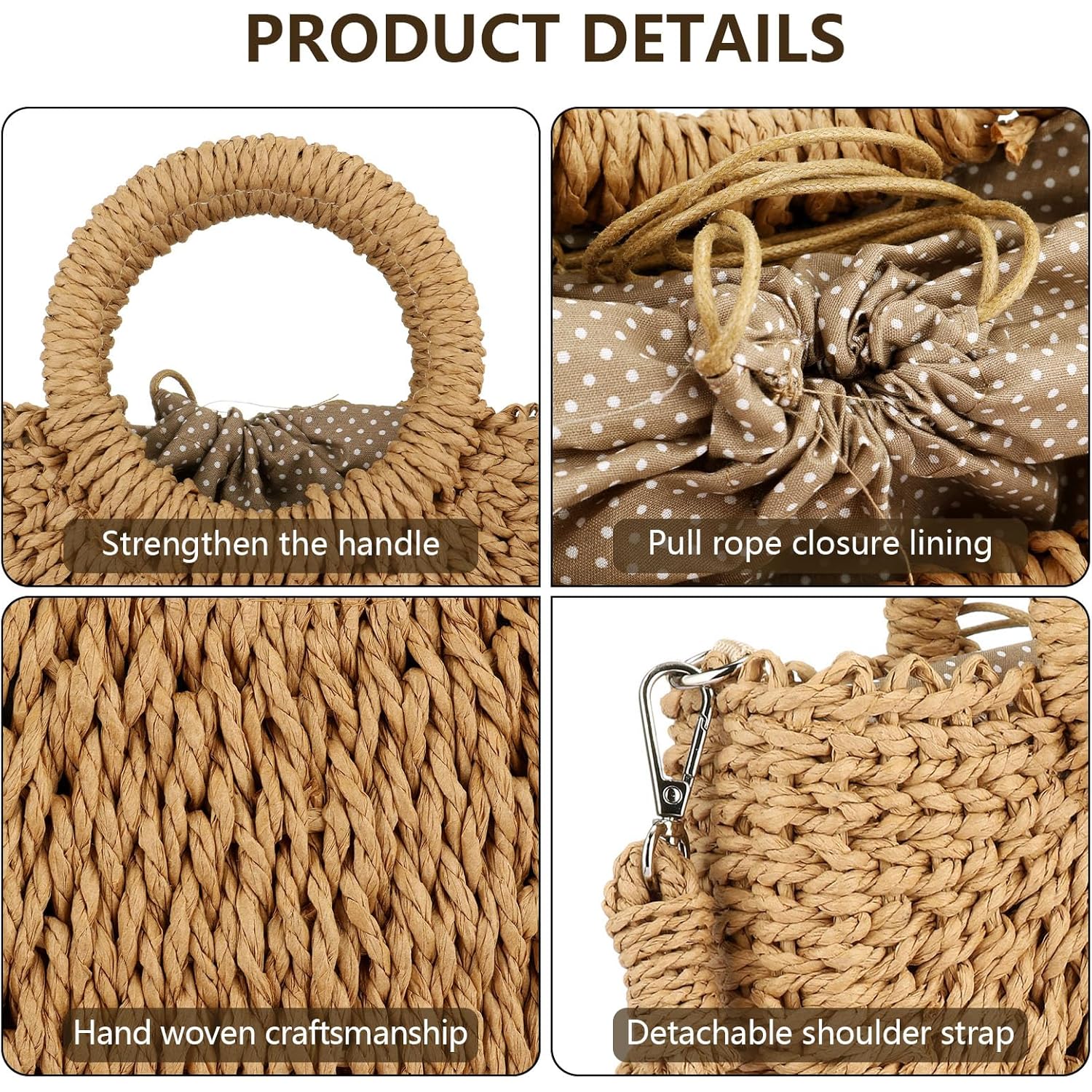 FENBEN Straw Hobo Bags for Women Small Crossbody Bag Beach Purse Weave Shoulder Handbag Rattan