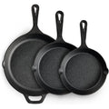 EWFEN Cast Iron Skillet 3-Piece Set, Heavy-Duty Professional Restaurant Chef Quality Pre-Seasoned Pan Cookware Set, 6", 8", 10" Pans For Frying, Saute, Cooking, Use Indoor/Outdoor, Oven, Grill