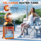 15L Bucket Portable Misting Fan, 30000Mah Rechargeable Battery Powered Oscillating Cooling Fan, 4 Strong Winds, Brushless Motor Outdoor Fans For Fishing, Travel, Garden, Golf, Tent