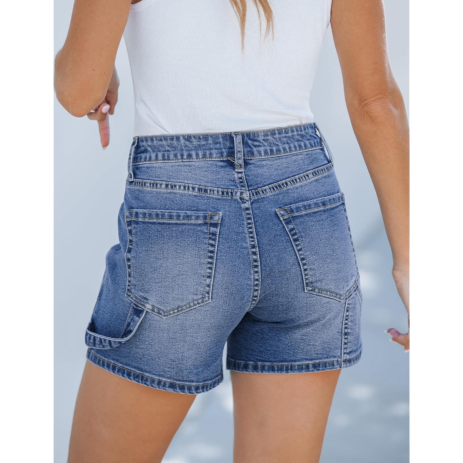 Jean Shorts for Women Trendy High Waisted Denim Shorts Carpenter Stretchy Summer Casual Mom Cut Off Jeans Shorts