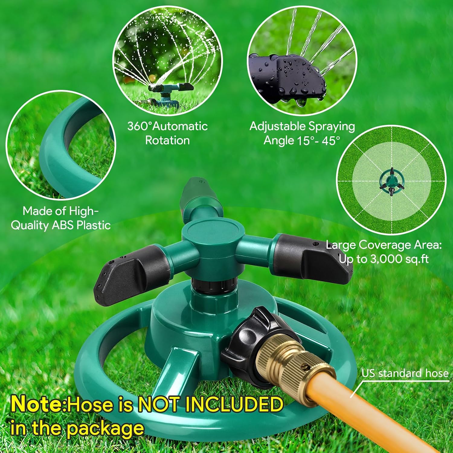 Sprinklers For Yard, Rotating Lawn And Garden Sprinkler For Large Area Coverage, Yard Sprinklers For Kids And Pets Playing