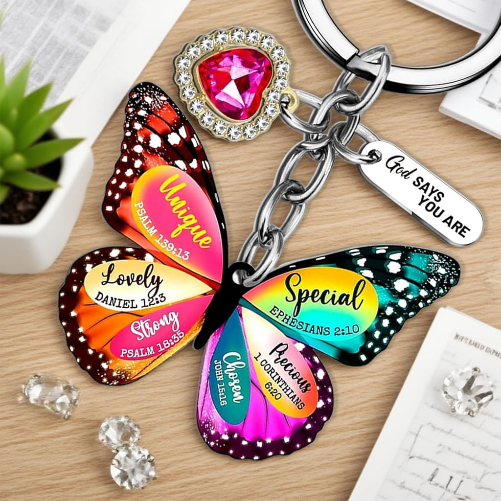 Butterfly Keychain for Women,Christian KeyChain,Bible Verse Religious Inspirational Gift,Pendant Keyring for Bags