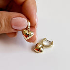 Ana Luisa Puffed Heart Earrings - Heart Charm Huggie Hoops and Earring Stud Styles - Dainty 14K Gold Plated, Silver Rhodium Plated & Mixed Metal Silver & Gold Earrings - Hypoallergenic Water-Resistant