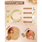 BESTEEL 3Pairs Clip on Earrings for Women Trendy Hypoallergenic 14K Gold Plated Chunky Tube Croissant Waterdrop Clip-on Hoop Earrings Set Fake Jewelry Non Pierced Ears