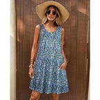 Elescat Womens Summer Dresses Casual V Neck Sleeveless Pockets Beach Loose Tank Sundress 2026