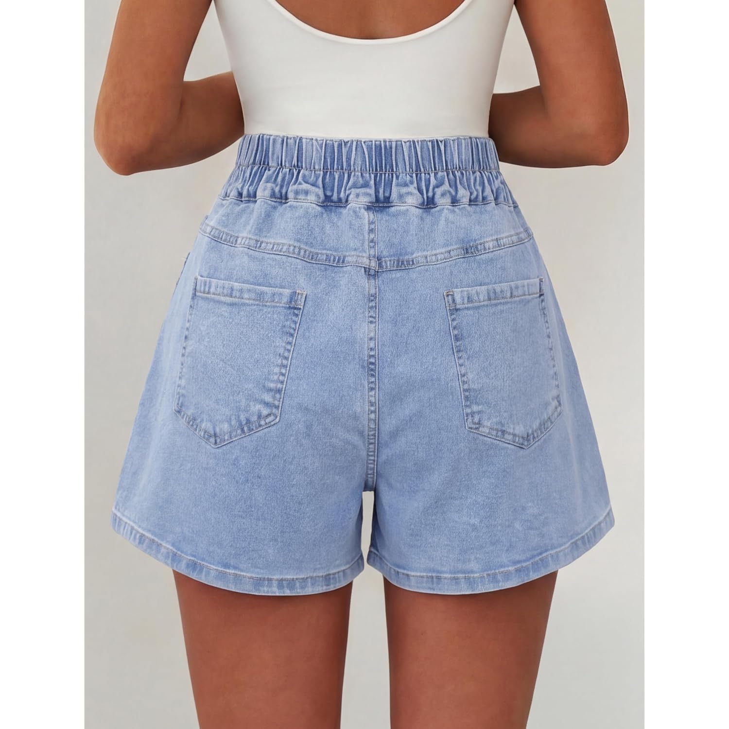 Women's Denim Shorts Summer Baggy Elastic High Waisted Wide Leg Jean Shorts with Pockets Trendy 2026