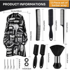Barber Cape 13Pcs With Neck Duster Brush Adjustable, Extra Long Hair Cutting Cape 63" X 55" Profesional Barber Accessories For Men/Adults/Barber/Salon/Clients/Home/Women/Kids