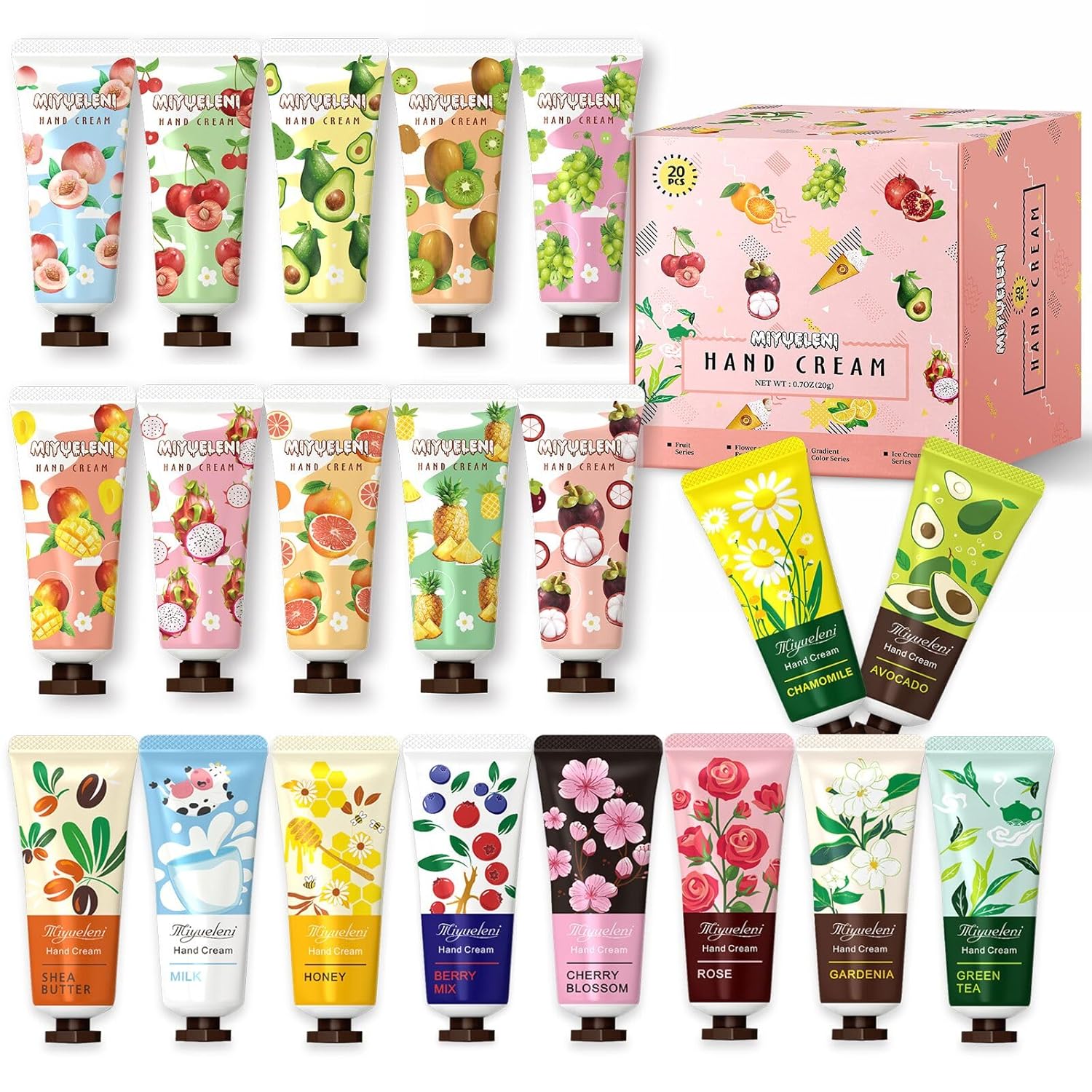 20 Pack Hand Cream Gift Set,Mothers Day Gifts,Moisturizing Hand Lotion for Dry Hands,Birthday Gifts for Women& Teen Girls,Teacher Appreciation Gifts,Nurses Week Gifts,Travel Size Bulk