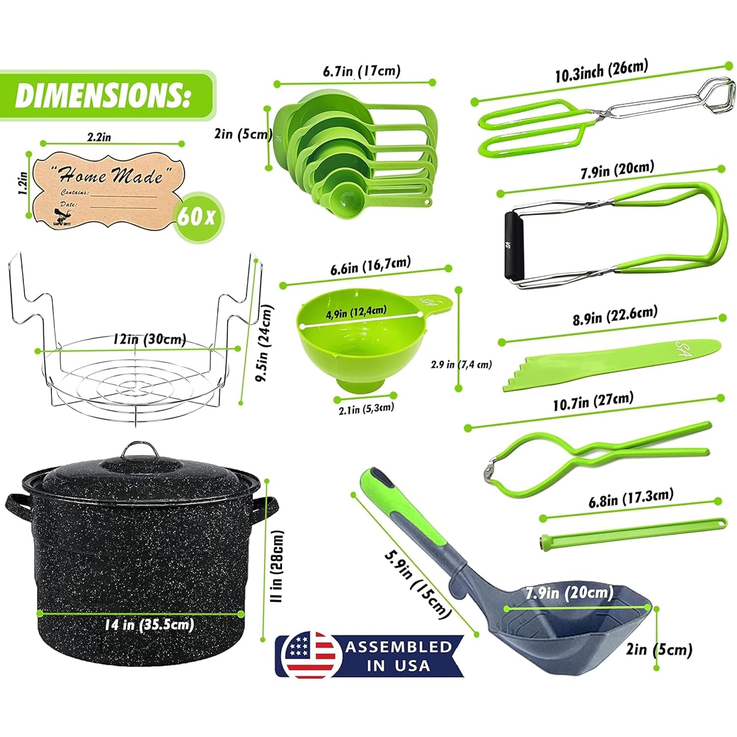 Canning Supplies-24 Qt. Water Bath Canning Pot With Rack & Lid -Starter Kits Set For Beginners - Stainless Steel Water Bath Canner Kit & Rack-Rack, Xl Ladle, Measuring Cups, Kitchen Funnel By Supa Ant