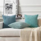 Kevin Textile Throw Pillow Covers Soft Corduroy Decorative Set Of 2 Boho Striped Pillow Covers Pillowcases Farmhouse Home Decor For Couch Bed Sofa Living Room 18X18 Inch Blue Grey
