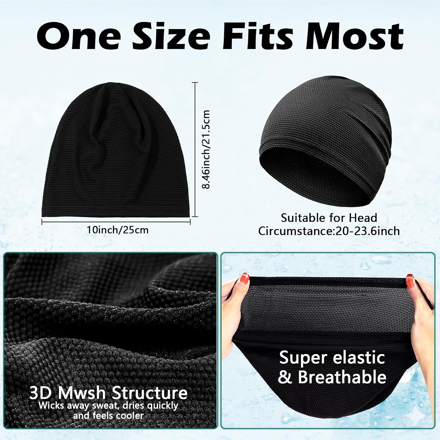 2 Pack Cooling Skull Caps For Men & Women, Breathable 3D Mesh Sweat Wicking Running Hat For Cycling Helmet Liner