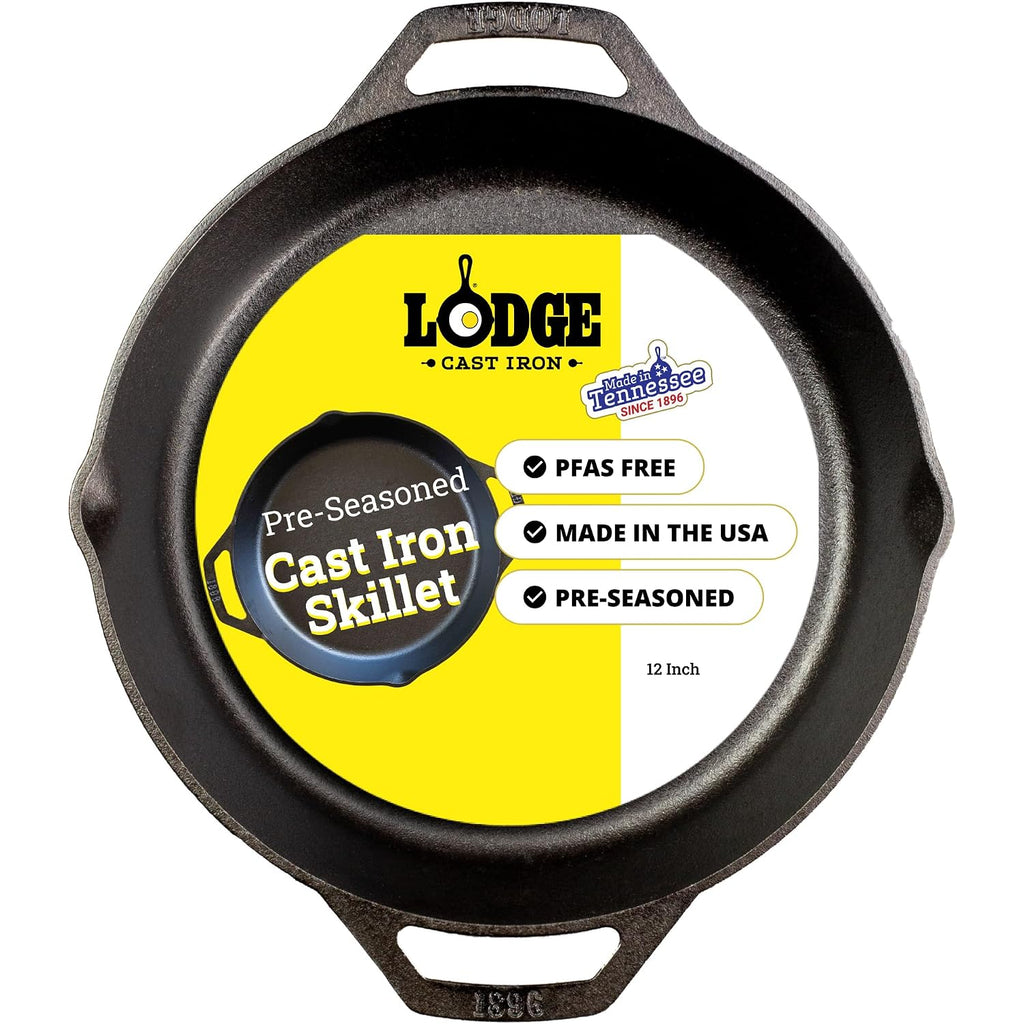 Lodge L10Skl Cast Iron Dual Handle Pan, 12 Inch, Black