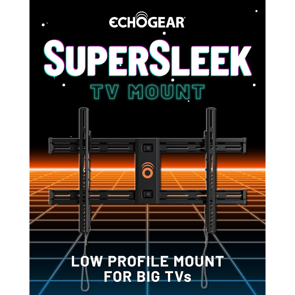 Echogear Fixed Tv Wall Mount For Tvs Up To 90” Or 150Lbs, 2.25” Low Profile | Universal Tv Mount W/ Diy Install Includes Hardware, Drill Template, Post Install Adjustments, Pull Strings For Cable Access