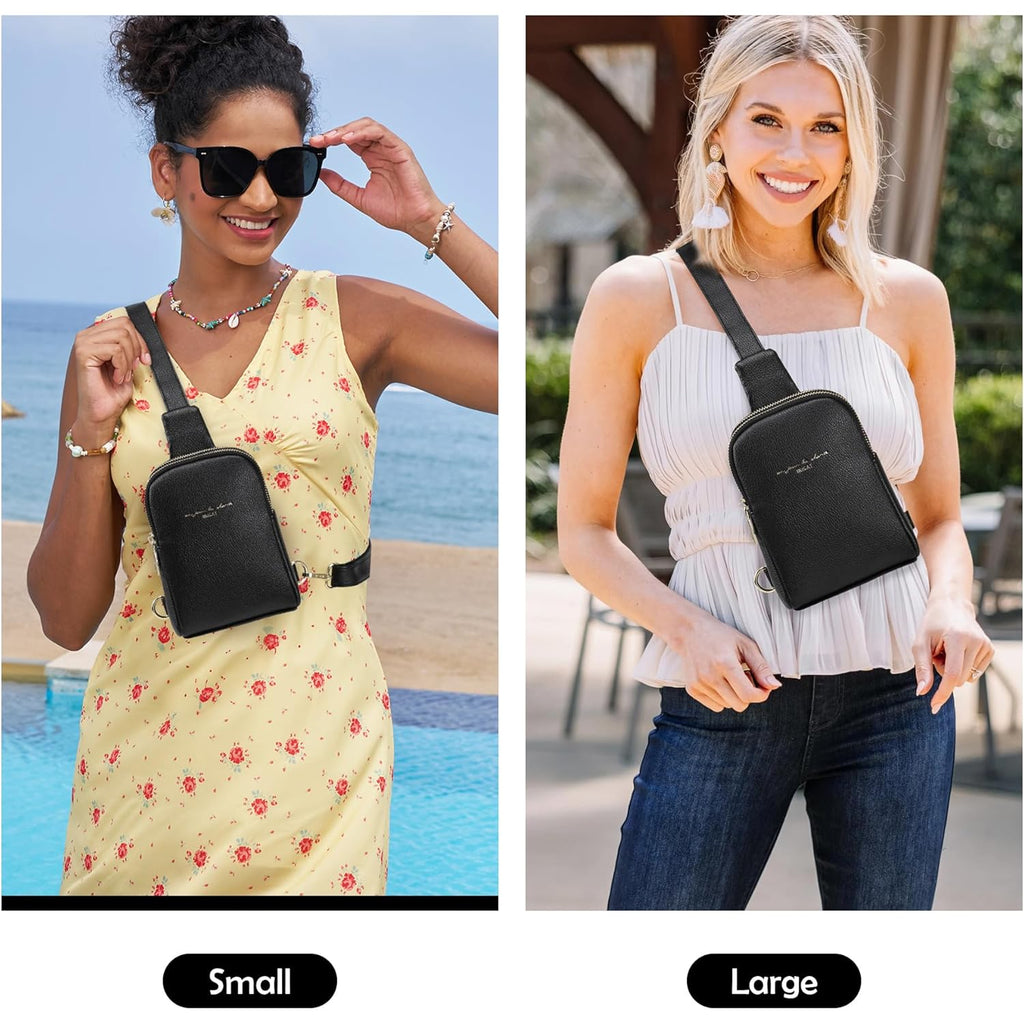 INICAT Women's Small Sling Bag, Lightweight Everyday Vegan Leather Crossbody Purse for Daily Essentials and Travel Light