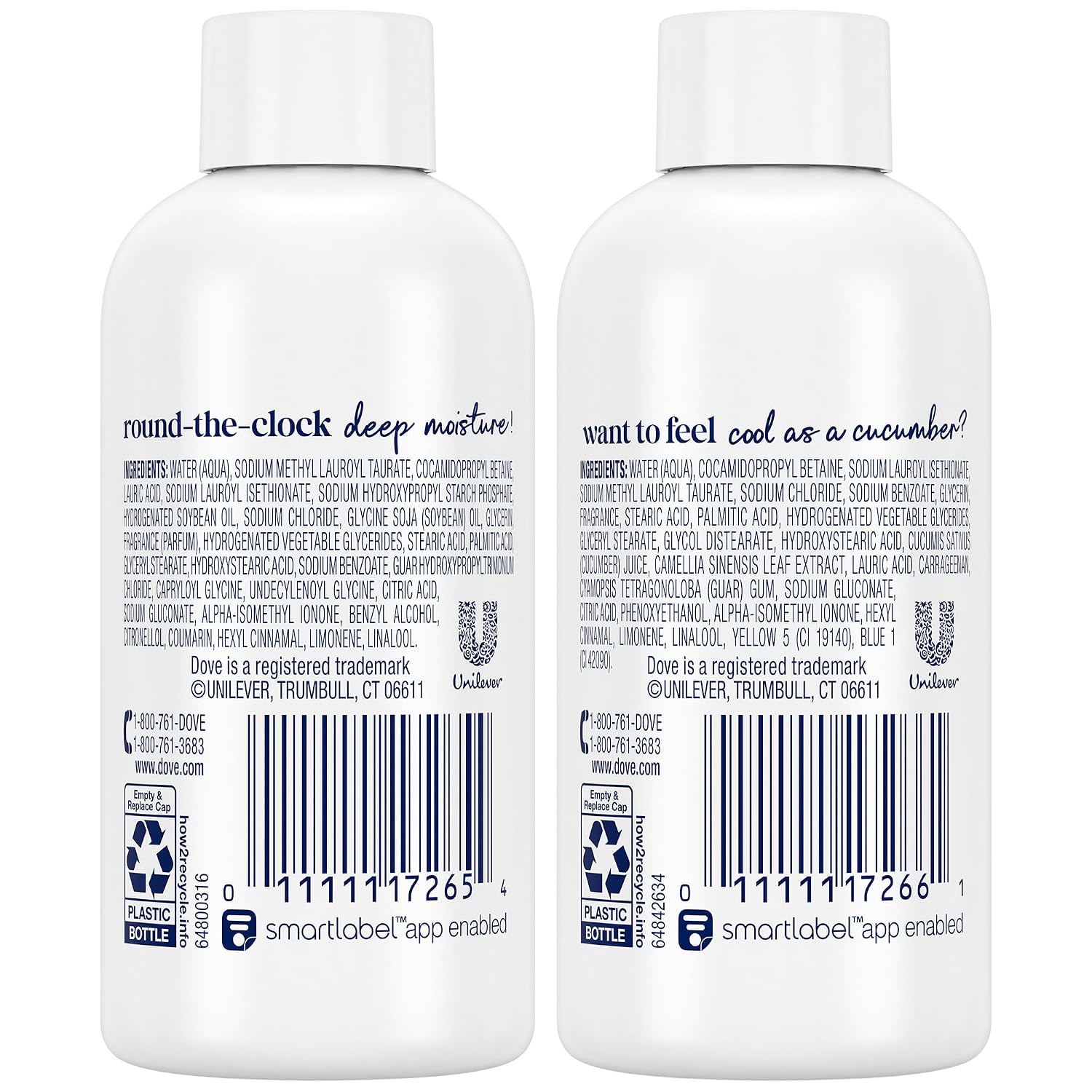 Dove Body Wash Travel Essentials Variety 2-Pack – Refreshing Cucumber & Green Tea + Deep Moisture Nourishing Body Washes, 3 Oz Ea