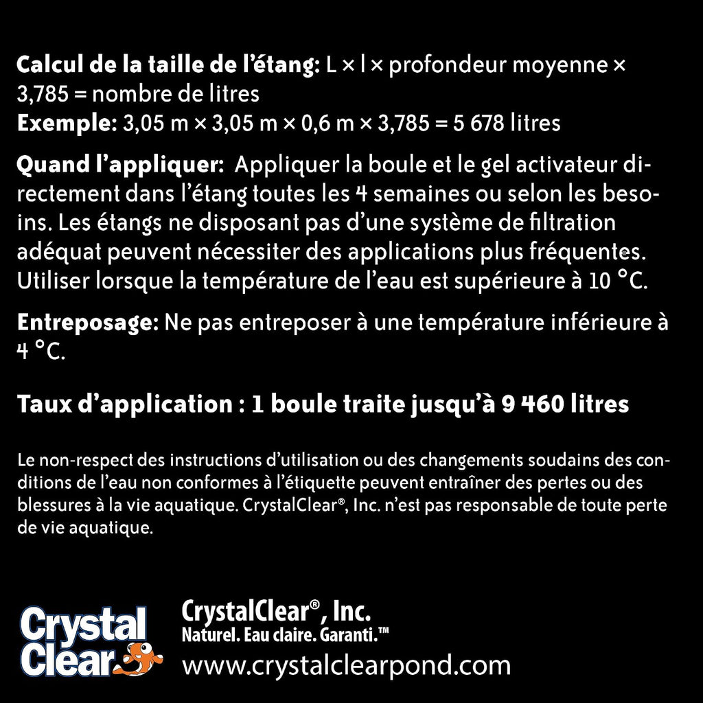 Crystalclear Pondshock Ball Freshwater Clarifier, Enzymes Shock Treatment | Natural Live Bacteria Muck & Sludge Remover For Small Outdoor Water Garden Ponds. Koi Fish & Aquatic Plants Safe
