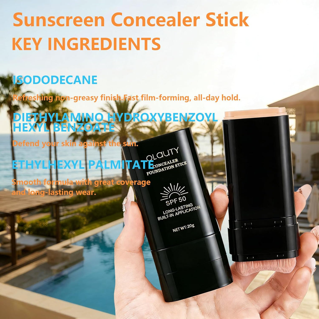 Foundation Stick, 2 in 1 Dual-Ended Long-Lasting Concealer Korean Foundation Stick, Full Coverage Foundation Makeup, Sunscreen Concealer Stick, Tattoo Cover Up Makeup, Matte Finish for Face (NATURAL)
