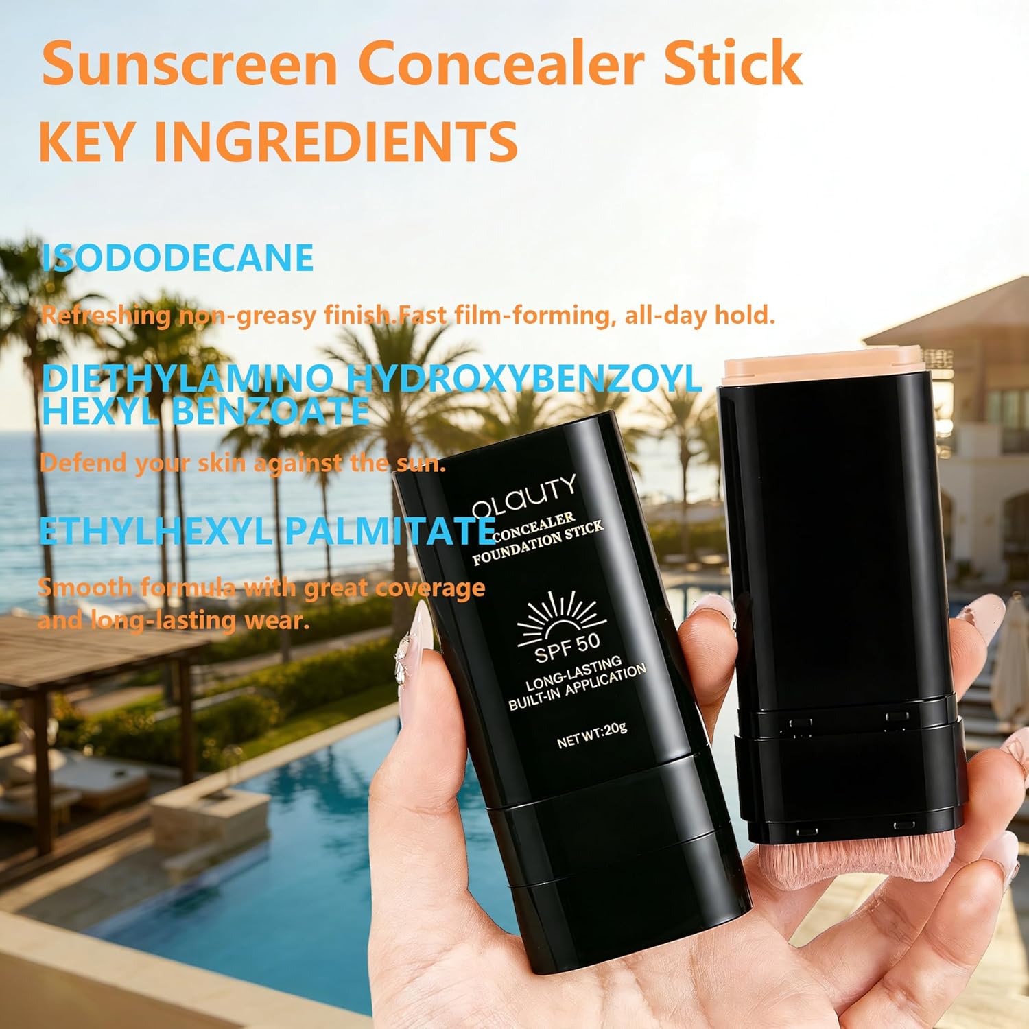 Foundation Stick, 2 in 1 Dual-Ended Long-Lasting Concealer Korean Foundation Stick, Full Coverage Foundation Makeup, Sunscreen Concealer Stick, Tattoo Cover Up Makeup, Matte Finish for Face (NATURAL)