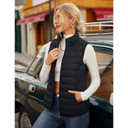 Women'S Quilted Puffer Vest Lightweight Sleeveless Puffy Jacket | Padded Gilet Outerwear,Warm,Wind,Moisture-Resistant,Stand Collar,Zip-Up,Inner Pockets,Winter,Casual,Outdoor