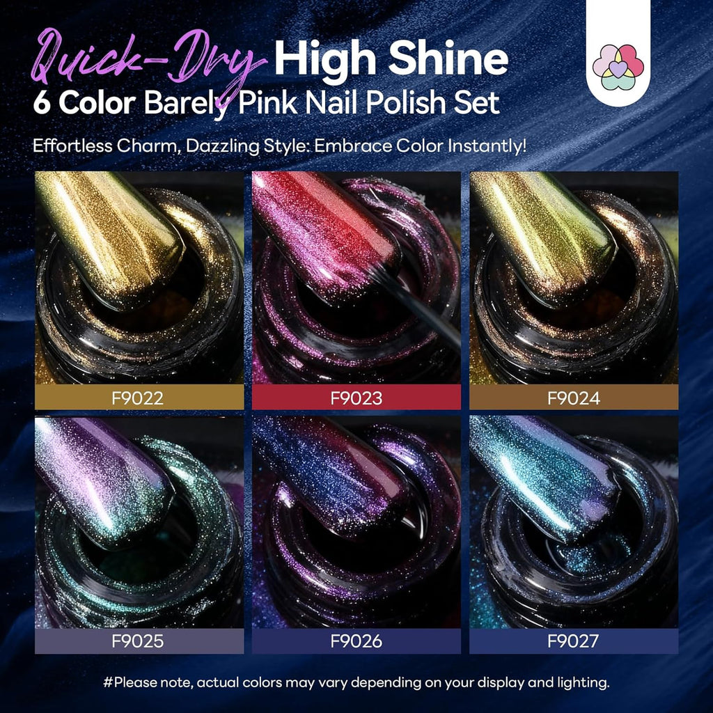 SAVILAND Chameleon Nail Polish Set: 12-Free Holographic Nail Polish Quick Dry 6 Colors Ultra Chrome Color Shifting Fingernail Polish Set Metallic Galaxy Nail Art DIY Christmas Gift For Women