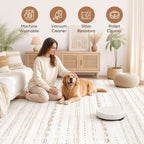 Area Rug Living Room Rugs: 5X7 Large Soft Machine Washable Boho Moroccan Farmneutral Stain Resistant Indoor Floor Carpet For Bedroom Under Dining Table Home Office Decor-Cream Brown