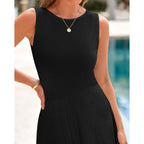Btfbm Women Tank Midi Dress Summer Crewneck Sleeveless Pleated A Line Business Casual Formal Sweater Spring Dresses 2026