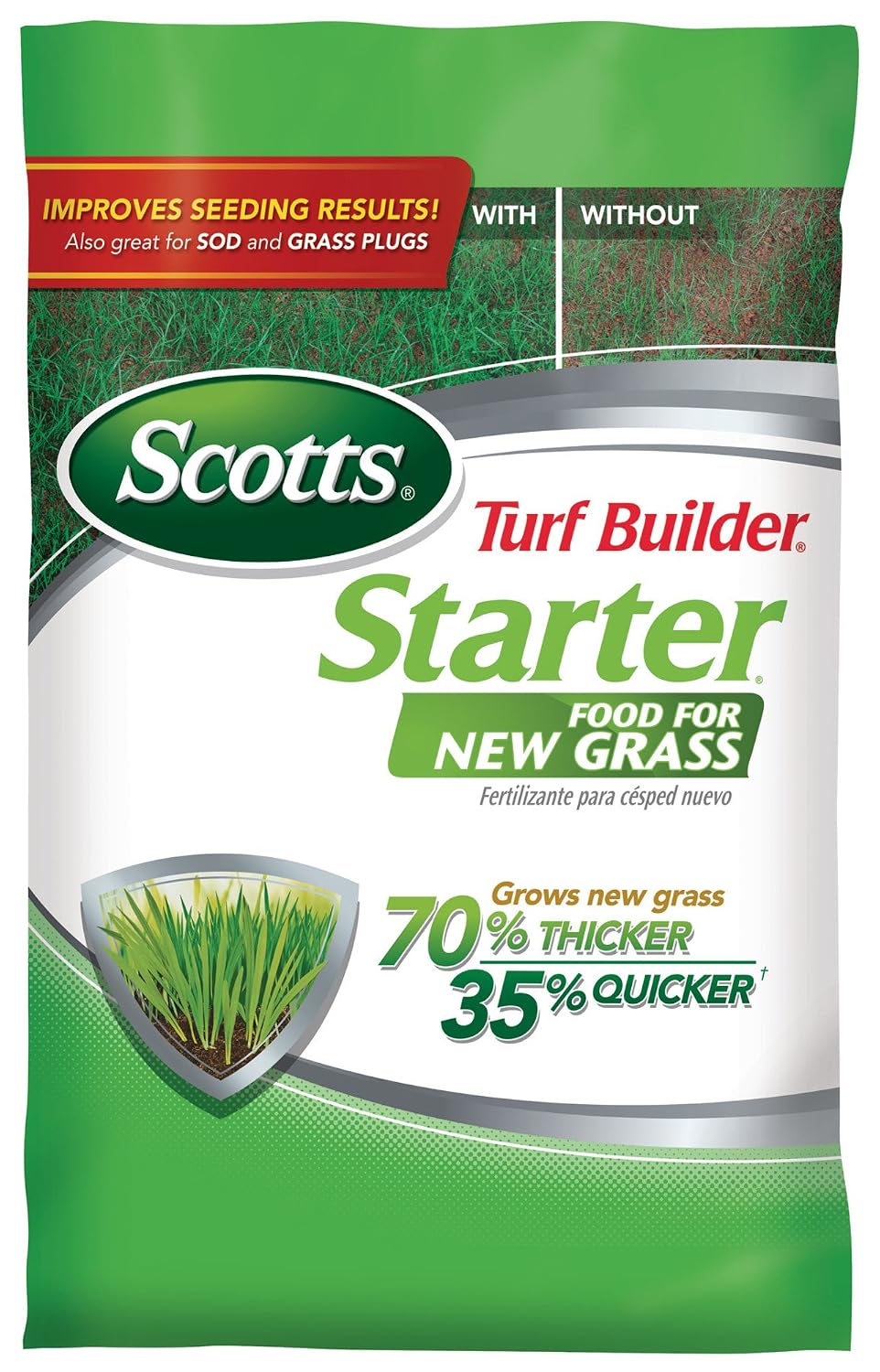 Scotts Turf Builder Starter Food For New Grass, 15 Lb. - Lawn Fertilizer For Newly Planted Grass, Also Great For Sod And Grass Plugs - Covers 5,000 Sq. Ft. | Granular, Continuous Release Plant Fertilizer With 11 Essential Nutrients