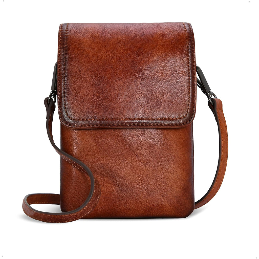Iswee Leather Crossbody Bags For Women Rfid Blocking Cell Phone Purse Small Anti-Theft Zippered With Card Slots