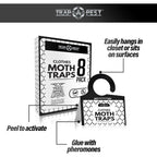 Clothing Moth Traps - 8 Pack - Non Toxic Moth Traps For Clothes With Pheromone Attractant - Odorless Sticky Trap For Closet, Carpets