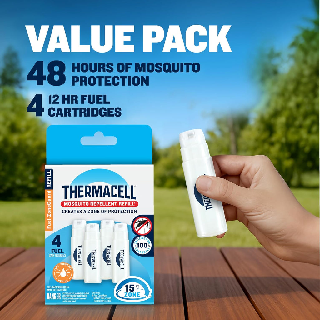 Thermacell Fuel-Zoneguard Mosquito Repellent Butane Refill; 15-Ft Zone Of Scientifically Proven Outdoor Protection; Fuel-Powered; Patio Shield; 48Hr Refill; Bug Spray Alternative; Scent Free